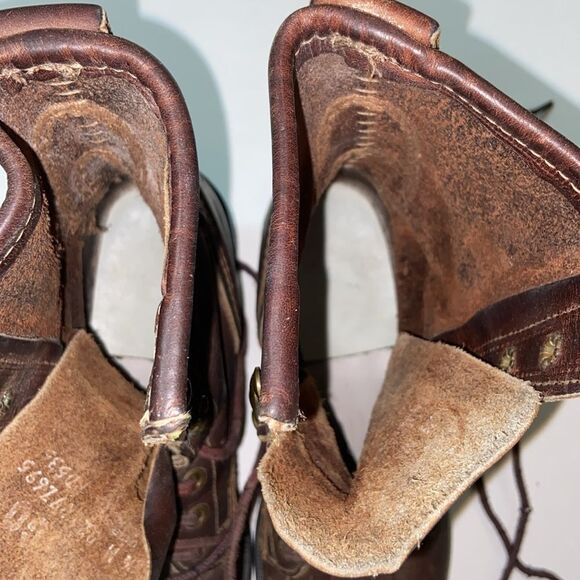 VTG,Vibram Resist-Oil No-Mark Brown Leather Boots with Lace-Up Design Size 6.5 M - Picture 3 of 11
